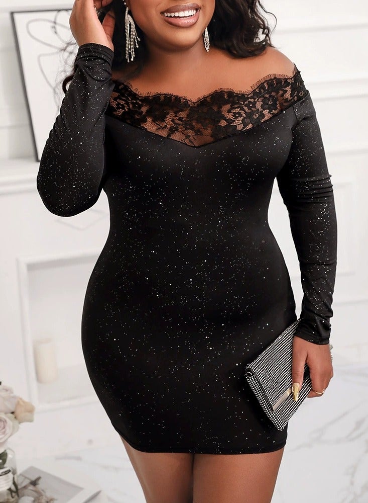 general فستان بفتحة عنق على شكل حرف V مرن وبارز - Image 3