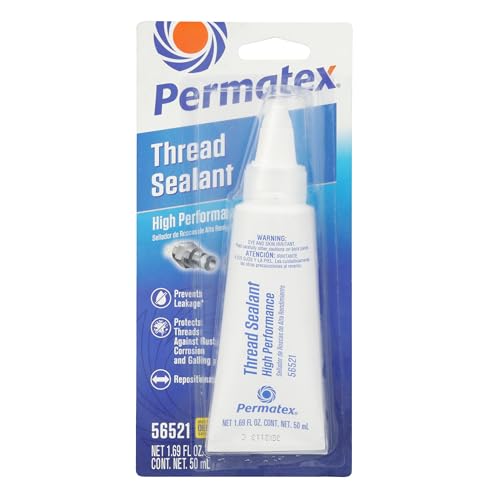 Permatex 56521 High Performance Thread Sealant ,Thread Lock & Screw Glue for Bolts Nuts & Fasteners to Prevent Loosening & Corrosion, Removable w/ Hand Tools 50 ml - Image 1