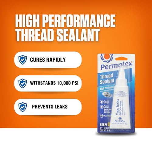 Permatex 56521 High Performance Thread Sealant ,Thread Lock & Screw Glue for Bolts Nuts & Fasteners to Prevent Loosening & Corrosion, Removable w/ Hand Tools 50 ml - Image 3