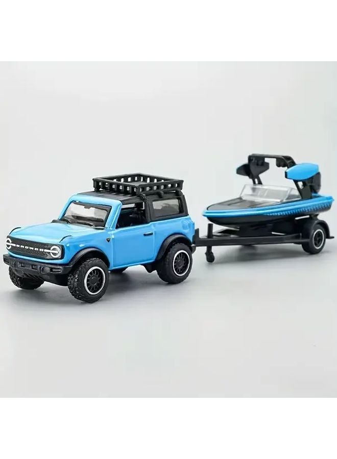 2021 Camper Trailer Alloy Off Road Truck Toy With Boat Trailer Durable Metal Construction - Image 4