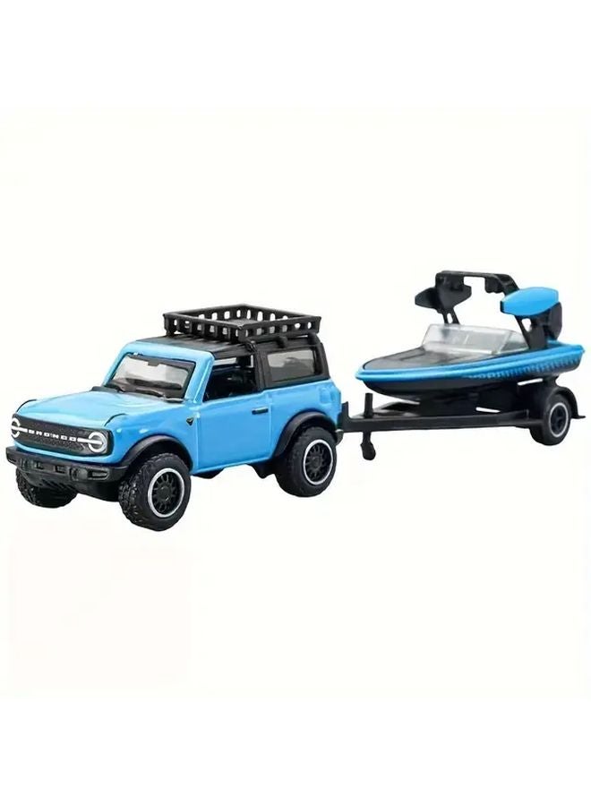 2021 Camper Trailer Alloy Off Road Truck Toy With Boat Trailer Durable Metal Construction - Image 5