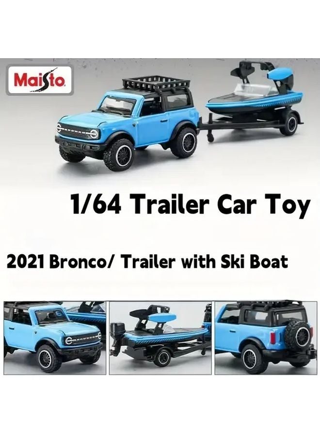 2021 Camper Trailer Alloy Off Road Truck Toy With Boat Trailer Durable Metal Construction - Image 2