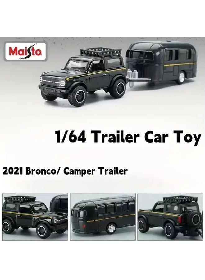 2021 Camper Trailer Alloy Off Road Truck Toy With Boat Trailer Durable Metal Construction - Image 1