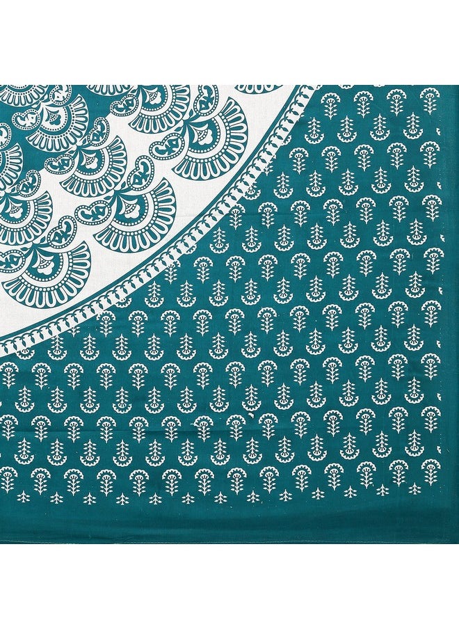راجاستانكارت - ملاءة سرير مزدوجة من القطن الخالص بنسبة 100% من RajasthaniKart® مع غطائي وسادة (ملاءة سرير مزدوجة من القطن، رانغولي أخضر) - Image 1