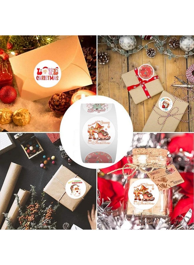 LRKNNO 500Pcs Cute Christmas Stickers Roll Merry Christmas Stickers Santa Claus Roll Stickers Xmas Tree Car Designs Holiday Round Labels Sticker For Christmas Gift Boxes Presents Cards Envelopes Decor - Image 4