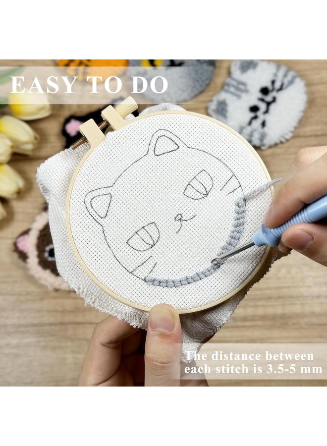 الأزرق جي دبليو طقم أكواب إبرة Morledoa، أطقم إبرة لكمة للبالغين المبتدئين، طقم إبرة لكمة مع لباد لاصق، خيوط، حلقة تطريز، تعليمات، أطقم أكواب إبرة لكمة DIY - Image 3