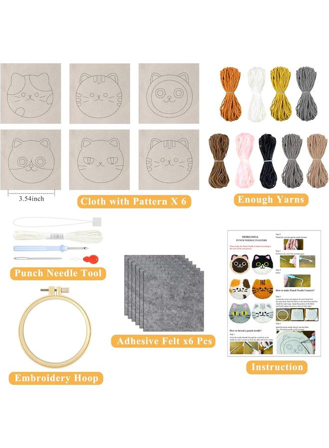 الأزرق جي دبليو طقم أكواب إبرة Morledoa، أطقم إبرة لكمة للبالغين المبتدئين، طقم إبرة لكمة مع لباد لاصق، خيوط، حلقة تطريز، تعليمات، أطقم أكواب إبرة لكمة DIY - Image 2