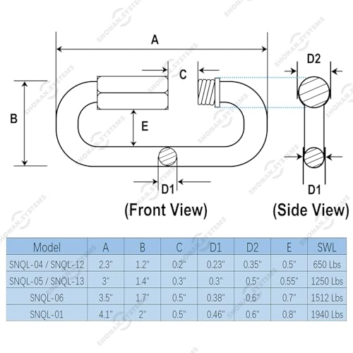 Shonan.Systems SHONAN 4.1 Inch Large Chain Quick Link Heavy Duty 316 Stainless Steel Marine Grade Quick Link Connector, Corrosion Resistant Chain Connector, 1940 Lbs Capacity, 1 Pc - Image 2