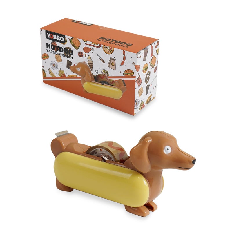 YOBRO Hotdog Mini Tape Dispenser - Cute Animal Desk Organizer for Home & Office, Fun and Functional Stationery Gift for Adults (WSG12565) - Image 2
