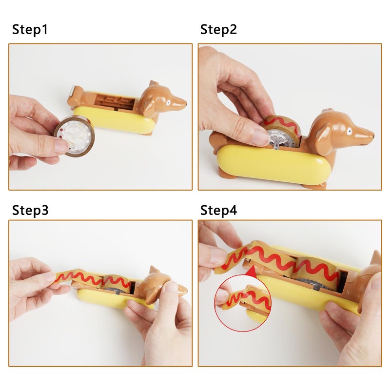 YOBRO Hotdog Mini Tape Dispenser - Cute Animal Desk Organizer for Home & Office, Fun and Functional Stationery Gift for Adults (WSG12565) - Image 3