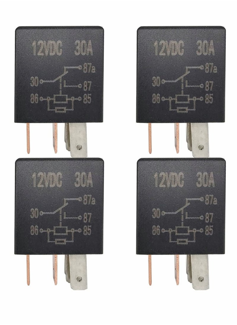 Generic - 5 Pin 12V Relay 12V 30A Relay Multi Purpose Automotive Relay Black Starter Relay Car Heavy Duty Relay for Car Motor Automotive Replacement Accessories (4 PCS) - Image 1