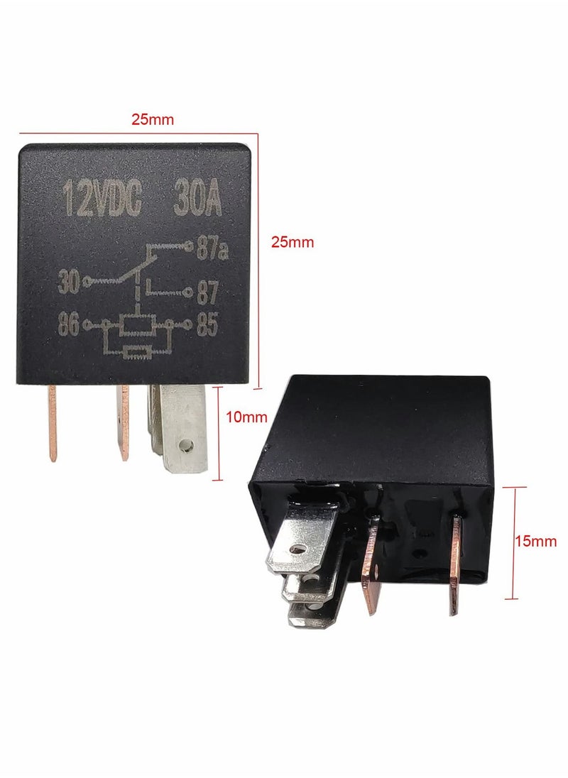 Generic - 5 Pin 12V Relay 12V 30A Relay Multi Purpose Automotive Relay Black Starter Relay Car Heavy Duty Relay for Car Motor Automotive Replacement Accessories (4 PCS) - Image 1
