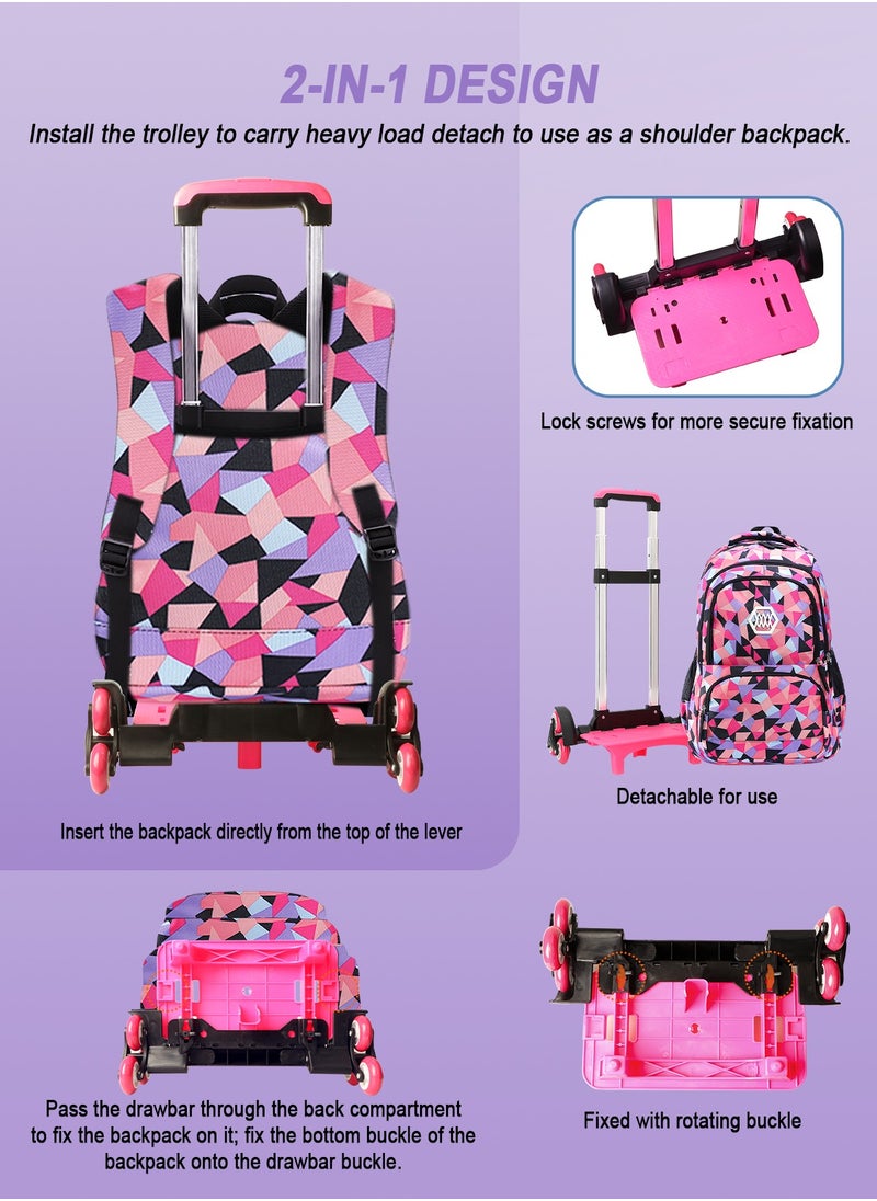 URbazaar 3-PCS Boys Rolling Backpacks Kids'Luggage Wheeled Backpack for School Boys Trolley Bags Roller Bookbag with Lunch Bag  - Image 4