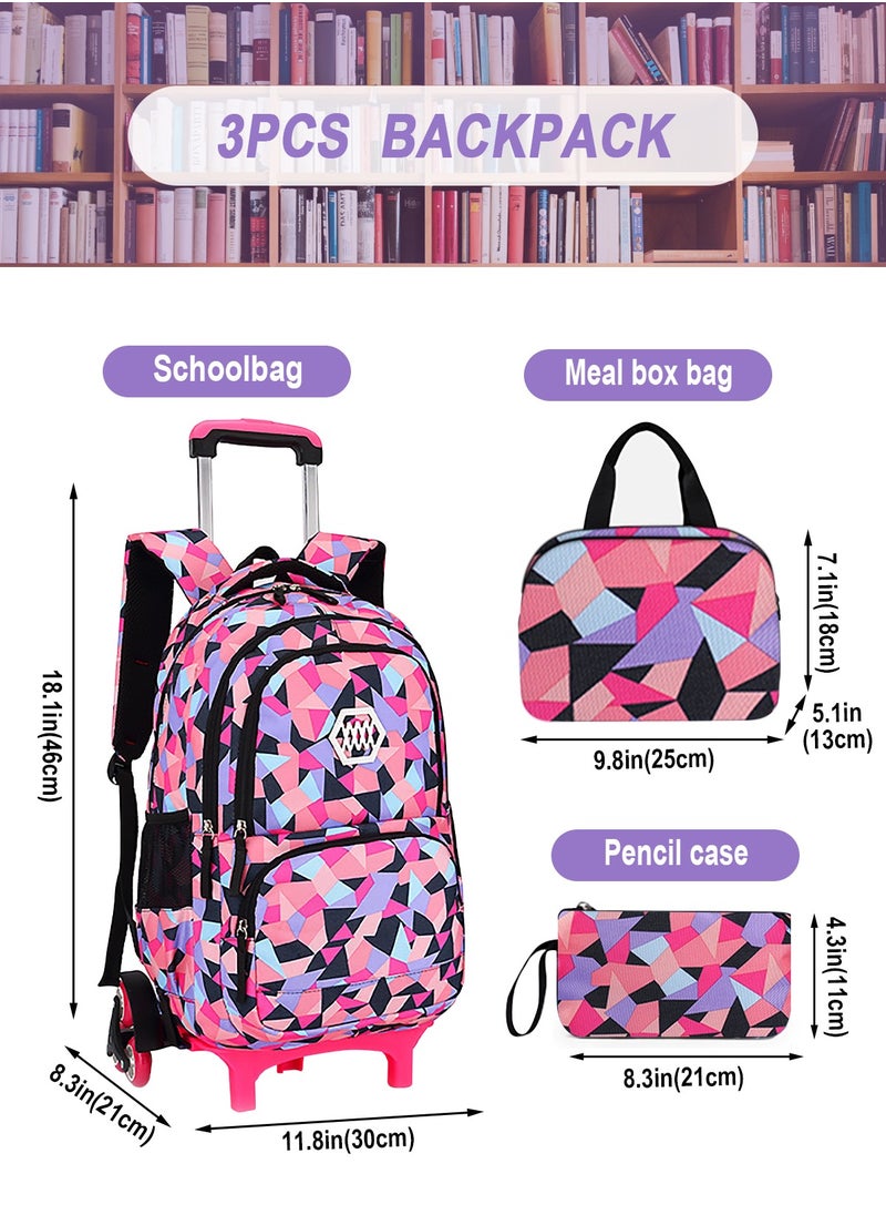 URbazaar 3-PCS Boys Rolling Backpacks Kids'Luggage Wheeled Backpack for School Boys Trolley Bags Roller Bookbag with Lunch Bag  - Image 2