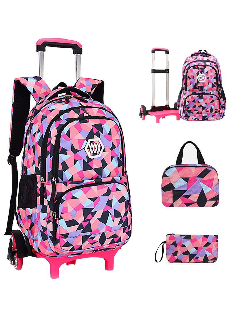 URbazaar 3-PCS Boys Rolling Backpacks Kids'Luggage Wheeled Backpack for School Boys Trolley Bags Roller Bookbag with Lunch Bag  - Image 1
