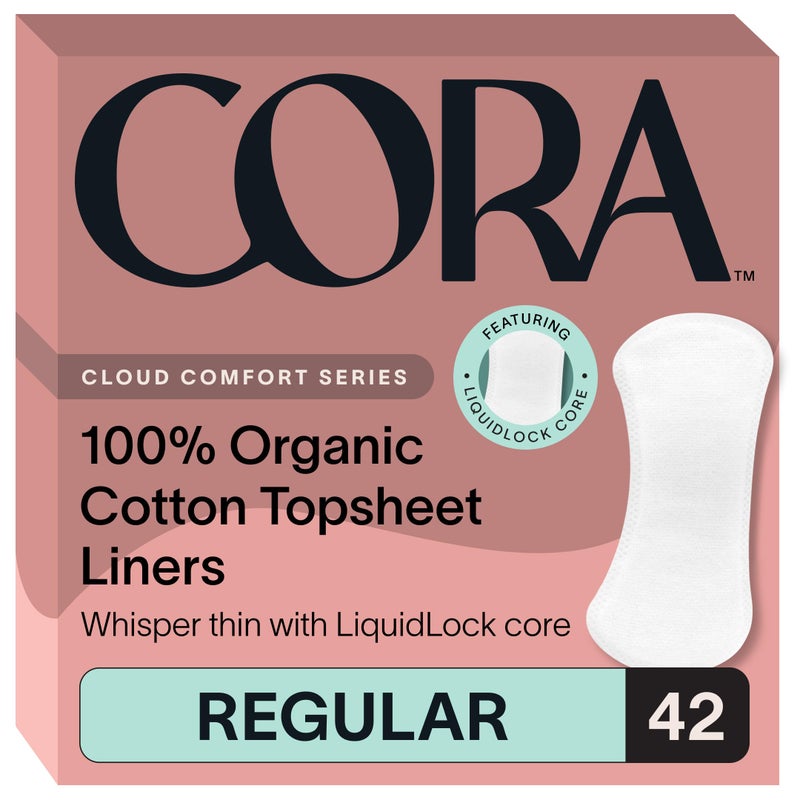 Cora 100 Organic Cotton Topsheet Period Liners 42 Regular Period Liners