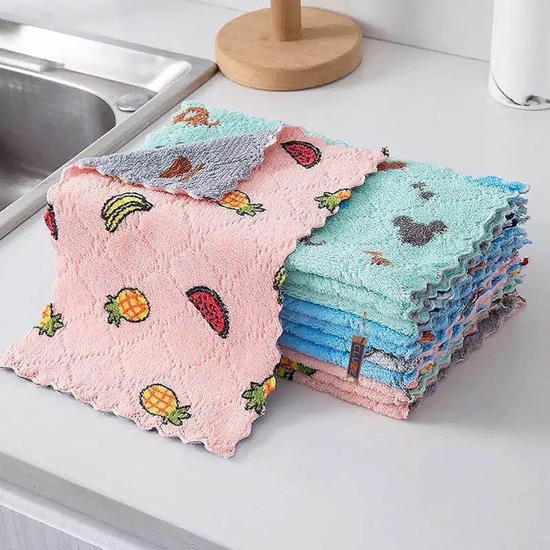 CLUZE Microfiber Printed Cleaning Cloth Kitchen Towels DoubleSided Microfiber Towel Lint Free Highly Absorbent MultiPurpose Dust and Dirty Cleaning Supplies for Kitchen Dining 24 Pcs