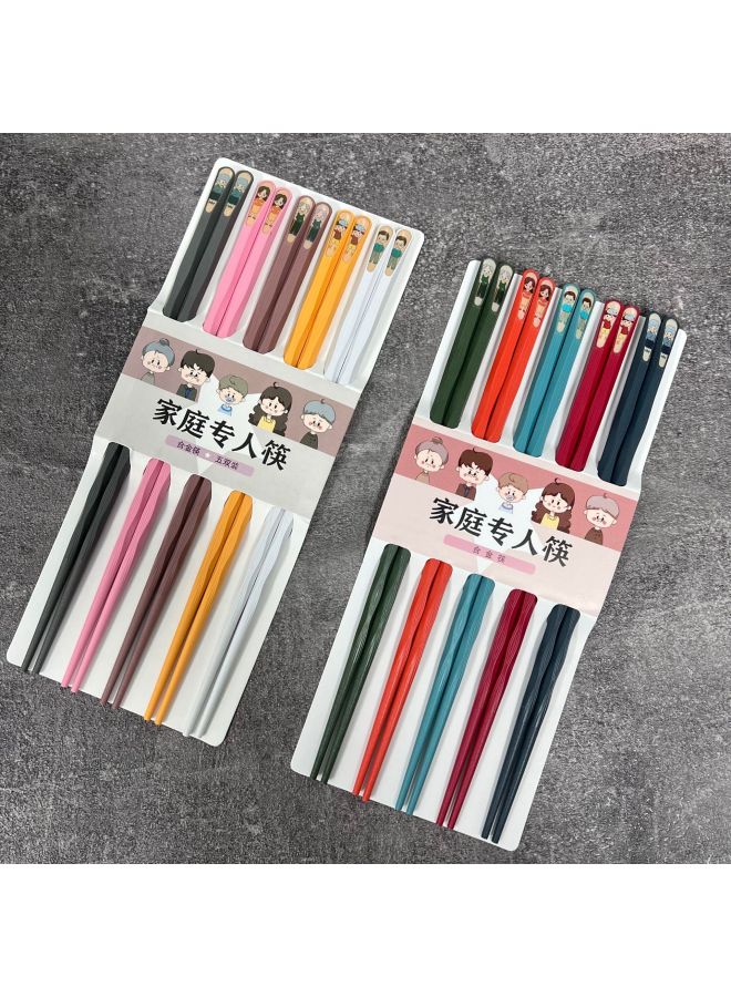 Chopsticks Experts, Ten Pairs Of Trendy Chopsticks, High Temperature Resistant Household Gift Alloy Chopsticks, One-piece Delivery, Group Purchase-Color:Cartoon Character Ten-color Ten-pair Opp Bag  - Image 1