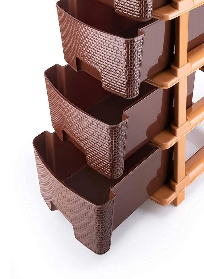 ASHLAS Chest Of Drawers : Versatile Drawer Storage Organizer&Organisers Storage Box For Ideal For Neat And Tidy Storage Solutions Plastic Drawers Storage(Brown Drawer,4 Layer),39 X 30 X 63 Cm - Image 3