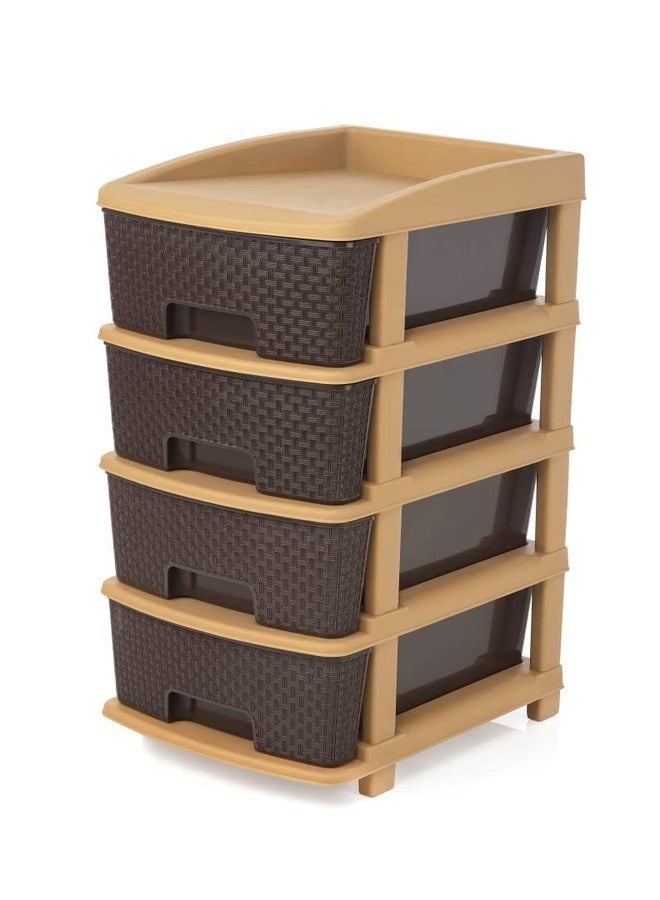 ASHLAS Chest Of Drawers : Versatile Drawer Storage Organizer&Organisers Storage Box For Ideal For Neat And Tidy Storage Solutions Plastic Drawers Storage(Brown Drawer,4 Layer),39 X 30 X 63 Cm - Image 1