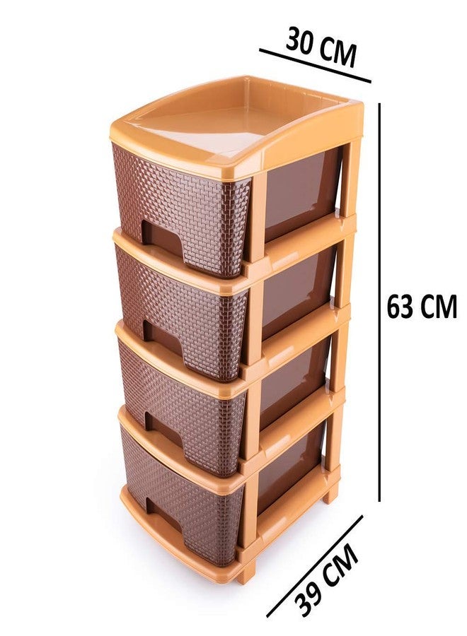 ASHLAS Chest Of Drawers : Versatile Drawer Storage Organizer&Organisers Storage Box For Ideal For Neat And Tidy Storage Solutions Plastic Drawers Storage(Brown Drawer,4 Layer),39 X 30 X 63 Cm - Image 2