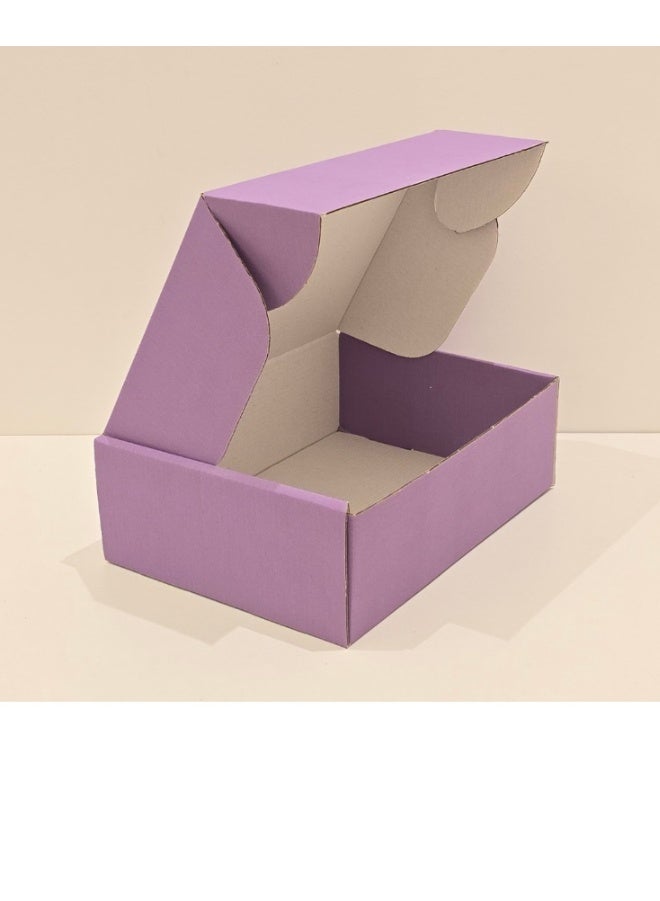 علب شحن كرتونية مضلعة باللون البنفسجي – عبوة 25 قطعة مقاس 26.7×20×8.8 سم، لتغليف وشحن منتجات المشاريع الصغيرة، الهدايا، التخزين، التغليف الإبداعي، صديقة للبيئة وسهلة الطي - Image 1