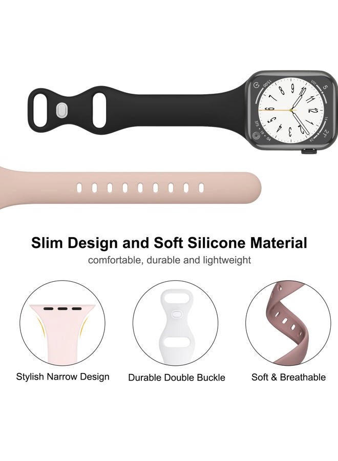 DYKEISS Sport Slim Silicone Band Compatible for Apple Watch Band 38mm 42mm 40mm 44mm 41mm 45mm, Thin Soft Narrow Replacement Strap Wristband for iWatch Series 7/SE/6/5/4/3/2/1 Women Men - Image 2