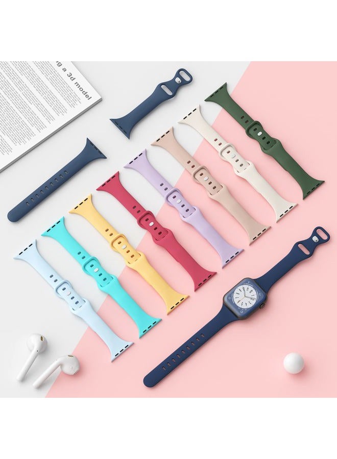 DYKEISS Sport Slim Silicone Band Compatible for Apple Watch Band 38mm 42mm 40mm 44mm 41mm 45mm, Thin Soft Narrow Replacement Strap Wristband for iWatch Series 7/SE/6/5/4/3/2/1 Women Men - Image 4
