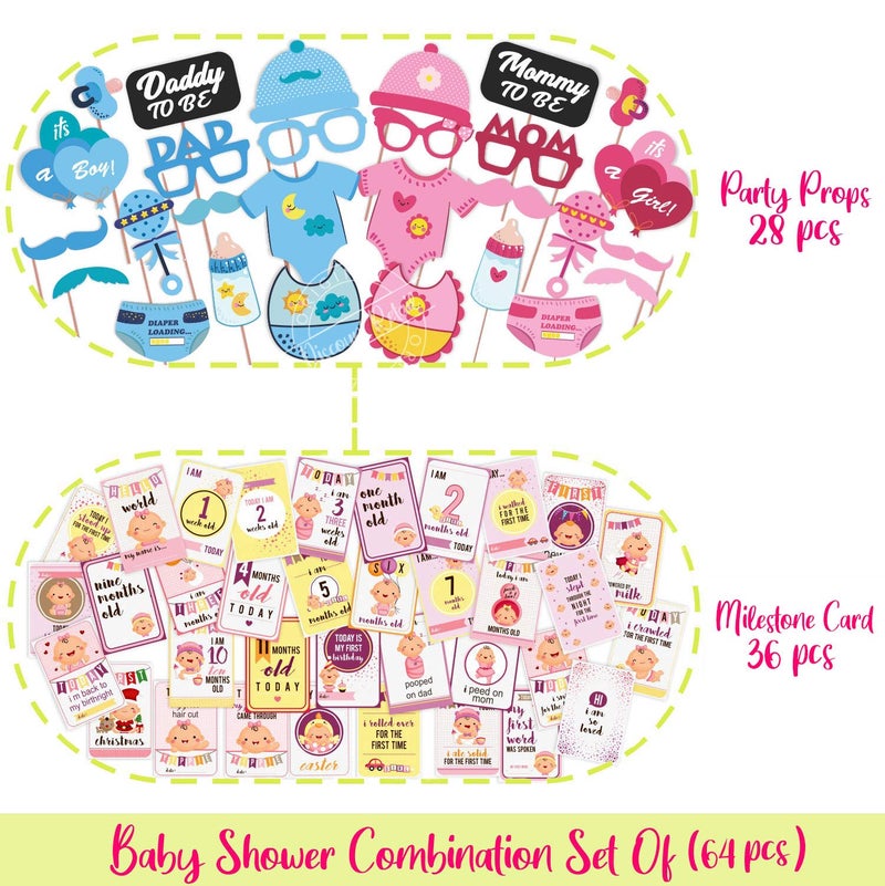 Wobbox Baby Shower Decoration Items| Baby Shower Photo Booth Props for Photoshoot, Baby Shower Milestone Card, Mom to Be Daddy to Be Decoration, Godh Bharai Decoration Kit-(FP350) - Image 2