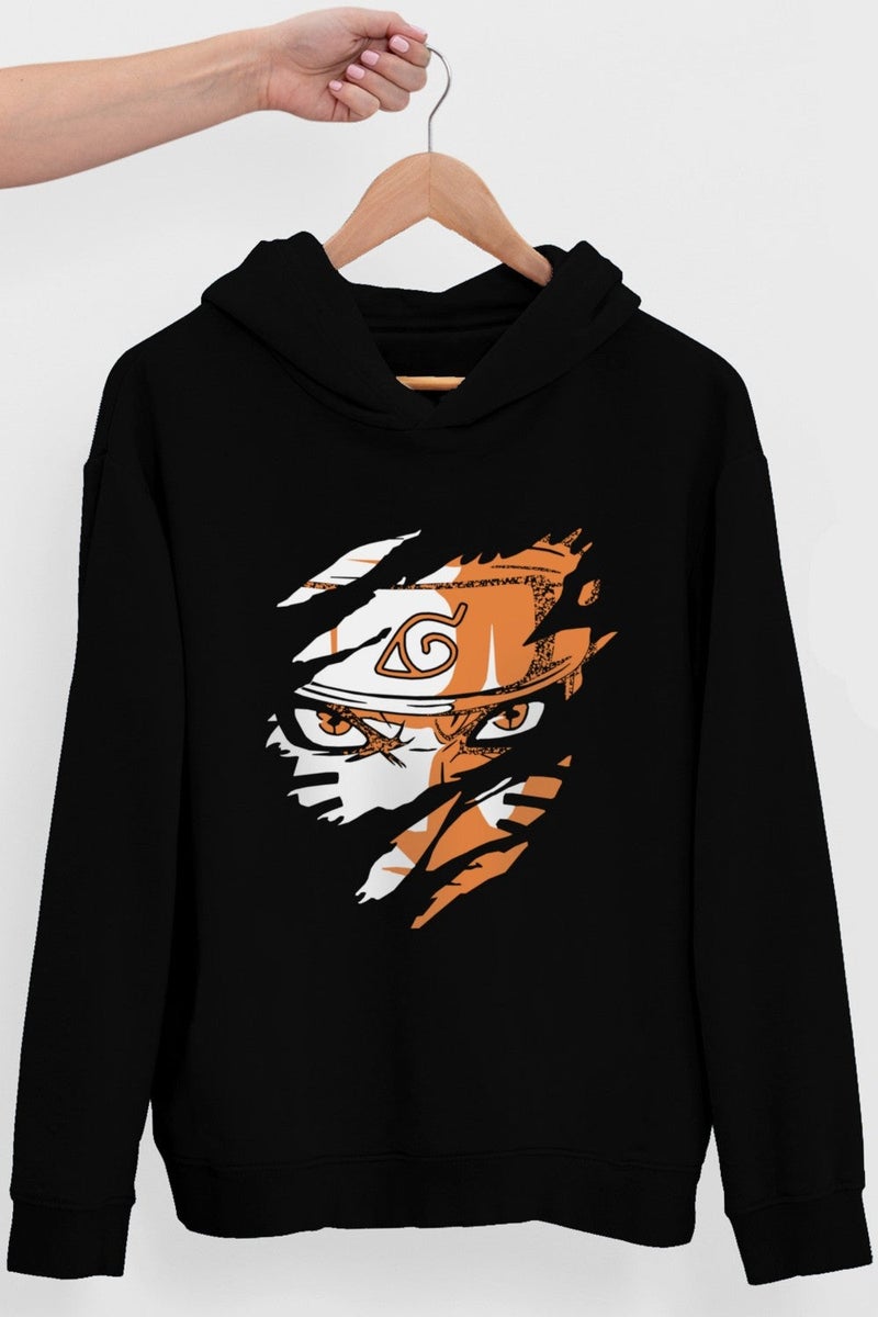 Rock&Roll Hard Naruto Black Hooded Men's Sweatshirt - Image 2
