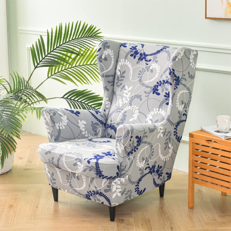 KRFOONN Wingback Chair Covers Slipcovers 2 Piece Stretch Wing Chair Covers Spandex Slipcovers Wingback Sofa Covers Armchair Covers Non-Slip Furniture Protector for Living Room Wingback Chairs, A17 - Image 2