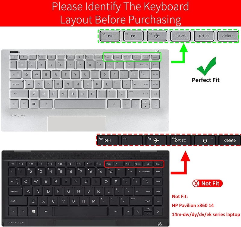 imComor Keyboard Cover for HP Laptop 14/HP Pavilion 14-dq 14-fq 14-dk 14m-dh 14-cd/ce/cf 14-cf0006dx/cf0012dx 14-dq0052dx 14-dq5043cl 14-dq2078wm 14-dq0055dx 14-dq0002dx dq0057nr 14-fq0040nr/fq0050nr, Purple - Image 2