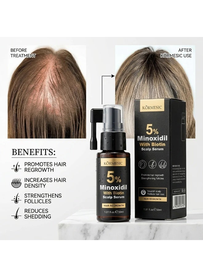 Kormesic Premium Hair Regrowth Solution with 5% Minoxidil Biotin Scalp Care A powerful combination of Minoxidil and Biotin helps nourish the scalp, support healthy follicle function, and encourage visible hair growth. Perfect for individuals experiencing hair thinning and hair loss concerns. - Image 3