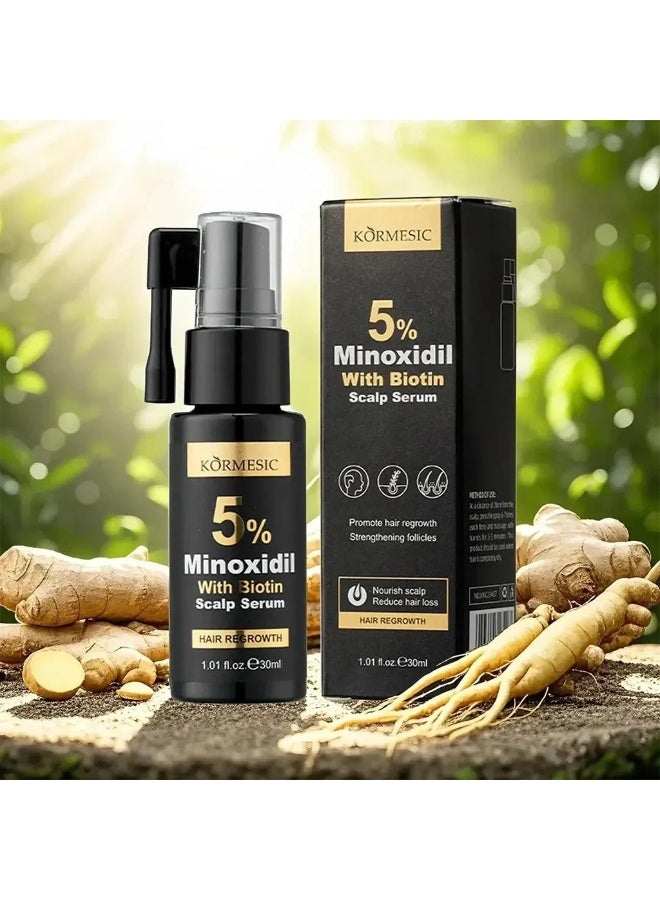 Kormesic Premium Hair Regrowth Solution with 5% Minoxidil Biotin Scalp Care A powerful combination of Minoxidil and Biotin helps nourish the scalp, support healthy follicle function, and encourage visible hair growth. Perfect for individuals experiencing hair thinning and hair loss concerns. - Image 1