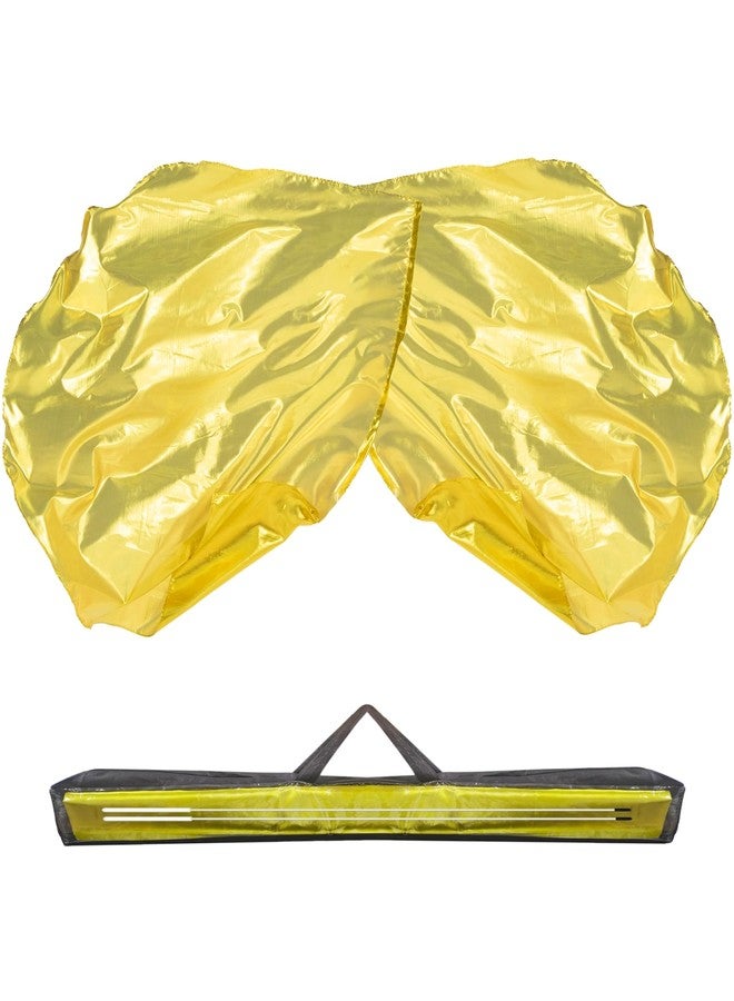 Baisdan 54"x54" Worship Flags with Carrying Bag, Praise Dance Flags for Worship, Beginner Church Dance Flags with Flexible Rods, 2 Sets, Gold - Image 1
