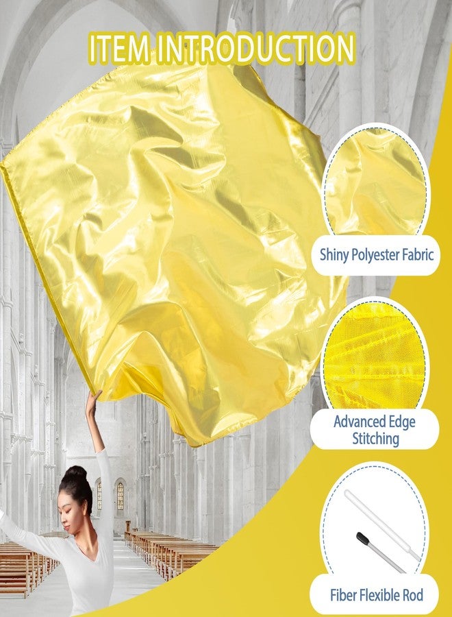 Baisdan 54"x54" Worship Flags with Carrying Bag, Praise Dance Flags for Worship, Beginner Church Dance Flags with Flexible Rods, 2 Sets, Gold - Image 3