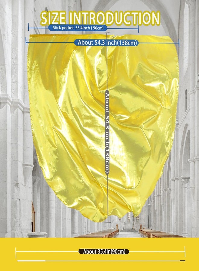 Baisdan 54"x54" Worship Flags with Carrying Bag, Praise Dance Flags for Worship, Beginner Church Dance Flags with Flexible Rods, 2 Sets, Gold - Image 2