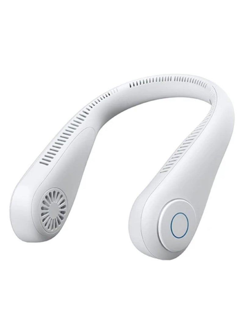 Remax Mena Portable Wearable Neck Fan, 3 Speed Settings, Bladeless Air Cooling for Outdoor Sports Running, Strong Wind Motor, USB Rechargable, 7 Hours Constant Cooling, Long Battery 4000mAh (White)  - Image 1