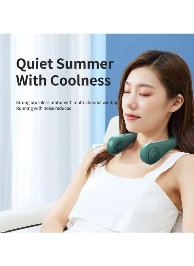Remax Mena Portable Wearable Neck Fan, 3 Speed Settings, Bladeless Air Cooling for Outdoor Sports Running, Strong Wind Motor, USB Rechargable, 7 Hours Constant Cooling, Long Battery 4000mAh (White)  - Image 3