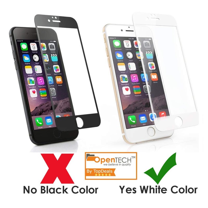 OpenTech ® Military-Grade Tempered Glass Screen Protector Compatible for iPhone 6 / 6s Edge to Edge Coverage with Easy Installation kit (WHITE COLOR) - Image 3