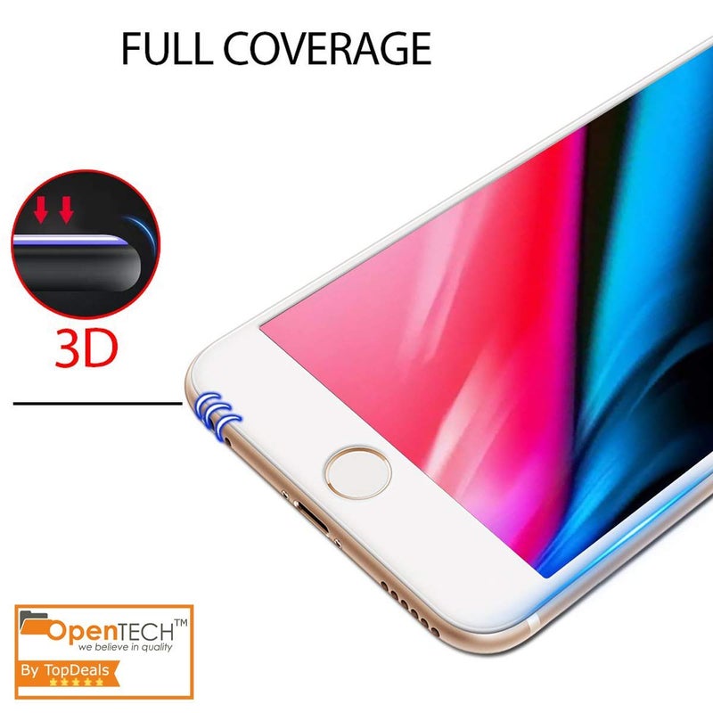 OpenTech ® Military-Grade Tempered Glass Screen Protector Compatible for iPhone 6 / 6s Edge to Edge Coverage with Easy Installation kit (WHITE COLOR) - Image 4