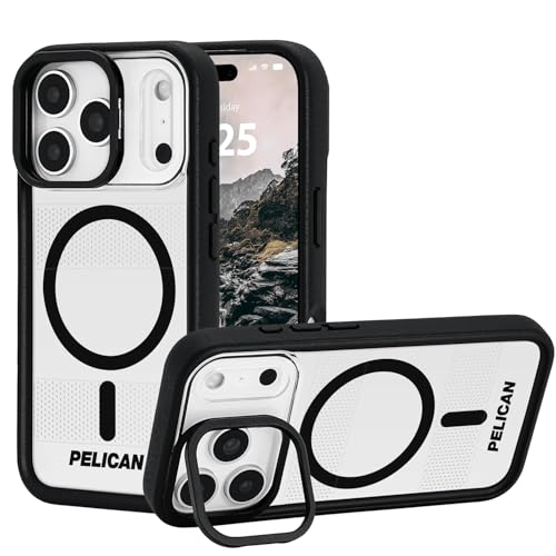Pelican Protector iPhone 17 Pro Max Case wCamera Stand MagSafe Compatible Rugged Magnetic Phone Case w 16ft MilitaryGrade Drop Protection Heavy Duty Phone Cover for iPhone 17 Pro Max Clear - Image 1