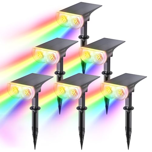 Linkind RGB Christmas Solar Lights Outdoor Waterproof IP67 StarRay Color Changing Spot Lights Outdoor for Yard Garden Pathway Holiday Christmas Decorations (Multicolor, 6 Pack) - Image 1