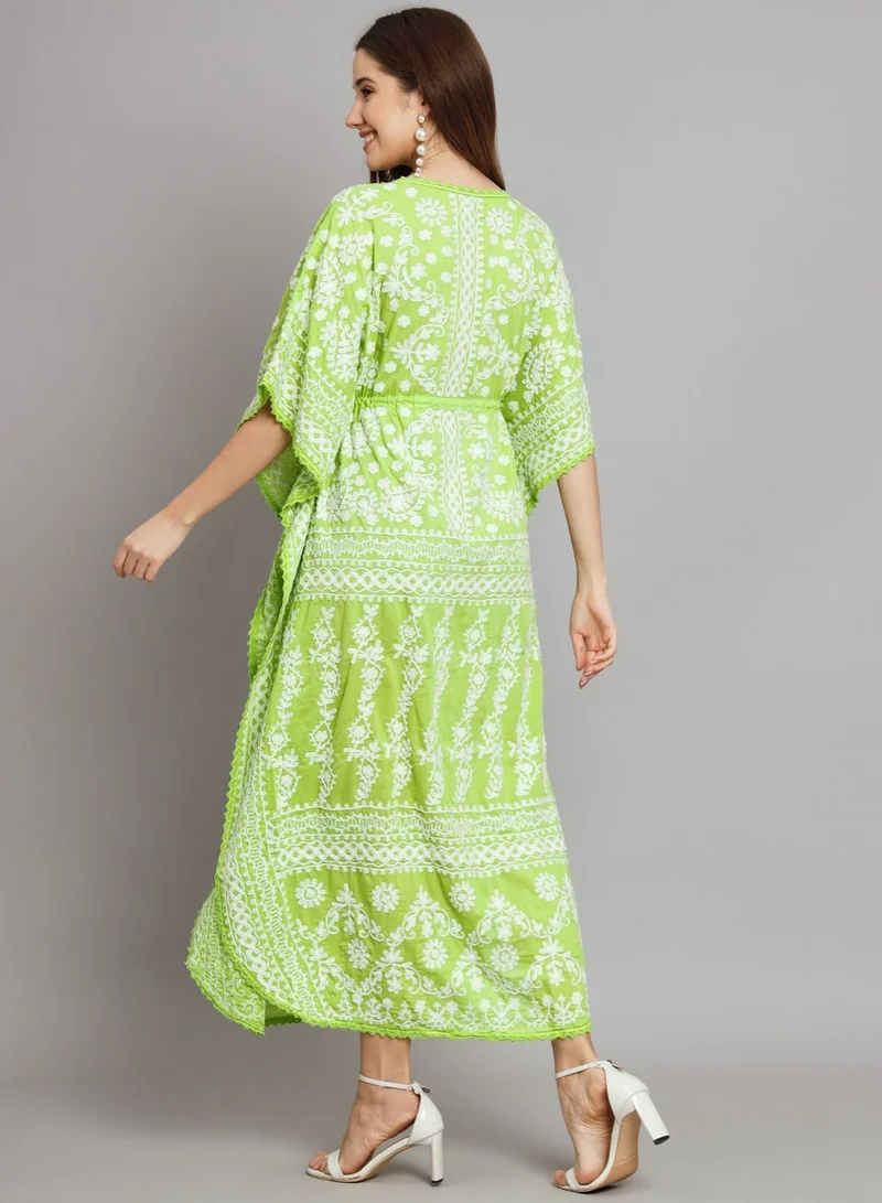 Alaya Hand Embroidered Cotton Chikan Kaftan-AL2558