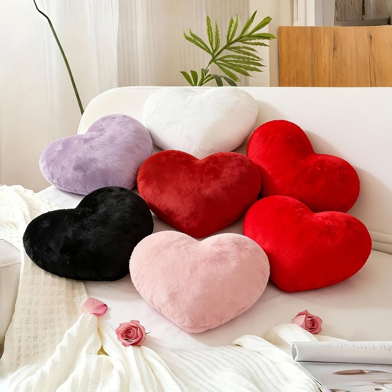 Red Heart Plush Pillow 50cm x 34cm Valentine Gift for Women Soft Machine Washable Polyester - Image 4