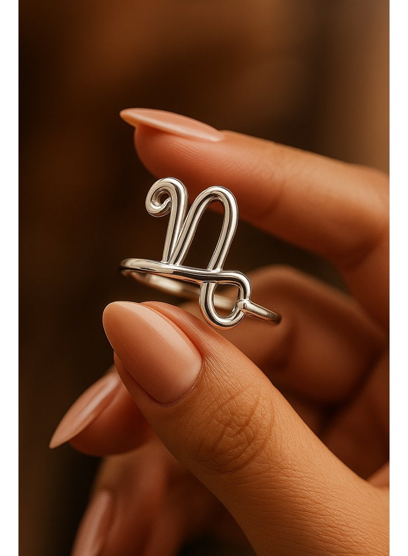 ثري دايموندز خاتم فضة برج الجدي - هدية أنيقة مطلية بالبلاتين والروديوم للنساء، مجوهرات الأبراج - Image 2