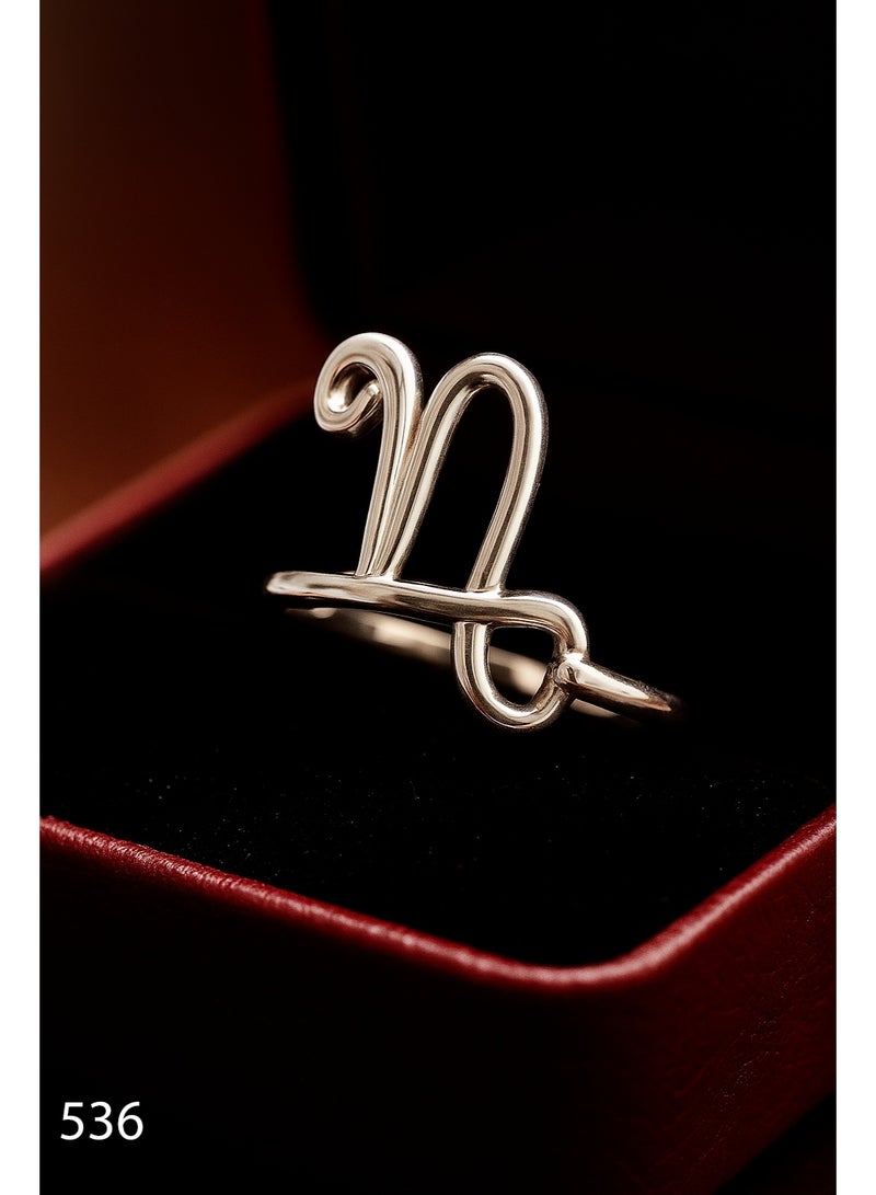 ثري دايموندز خاتم فضة برج الجدي - هدية أنيقة مطلية بالبلاتين والروديوم للنساء، مجوهرات الأبراج - Image 1