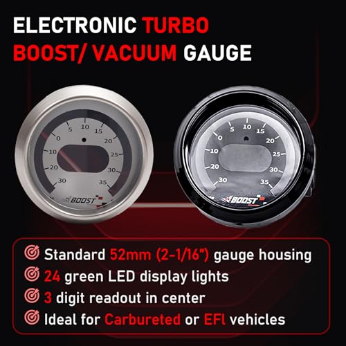 Gelessy 30-35 PSI Boost Gauge 30-4406, 52mm(2-1/16"), Digital Turbo Boost/Vacuum Gauge, Boost Pressure Gauge, Digital Boost Display Gauge Kit, 0-5V Analog Output - Image 3