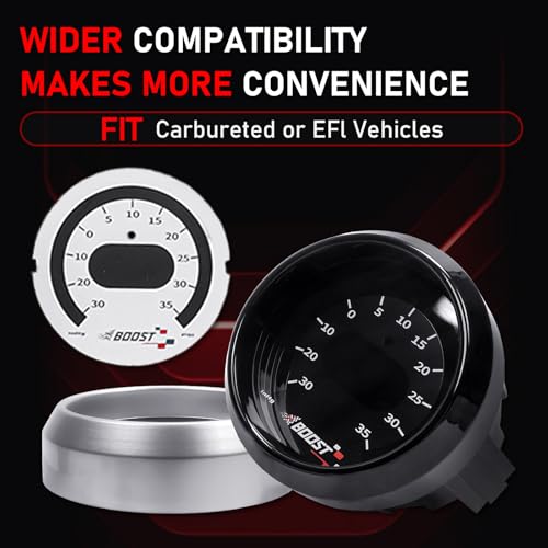 Gelessy 30-35 PSI Boost Gauge 30-4406, 52mm(2-1/16"), Digital Turbo Boost/Vacuum Gauge, Boost Pressure Gauge, Digital Boost Display Gauge Kit, 0-5V Analog Output - Image 2