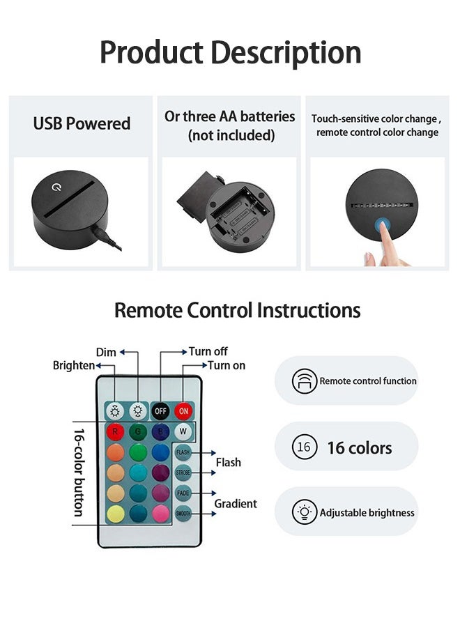 GRKC LED Touch Control Night Light, Acrylic, 16 Colors, USB Powered, Bedroom, Desk Decoration, Multi-Color LED Lamp，DM04  - Image 2